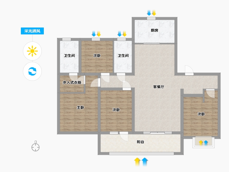 山东省-青岛市-海信君和-120.53-户型库-采光通风