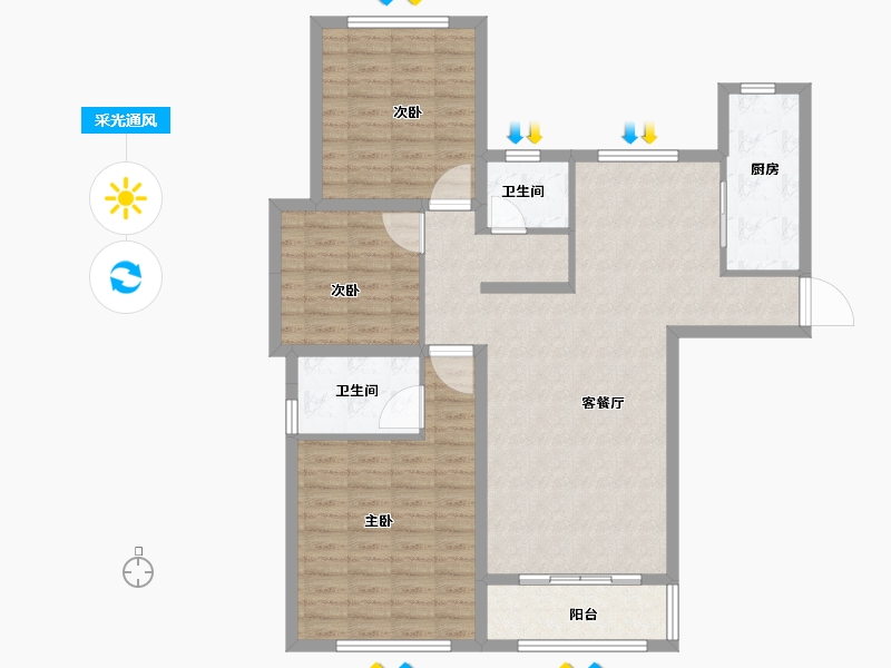 河南省-安阳市-紫薇壹號西韵-108.33-户型库-采光通风