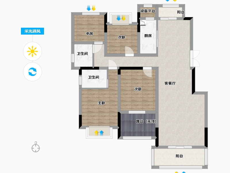 江西省-宜春市-上高壹号院-108.00-户型库-采光通风