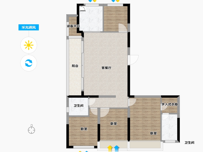 浙江省-舟山市-融创金成芸麓大观-113.99-户型库-采光通风