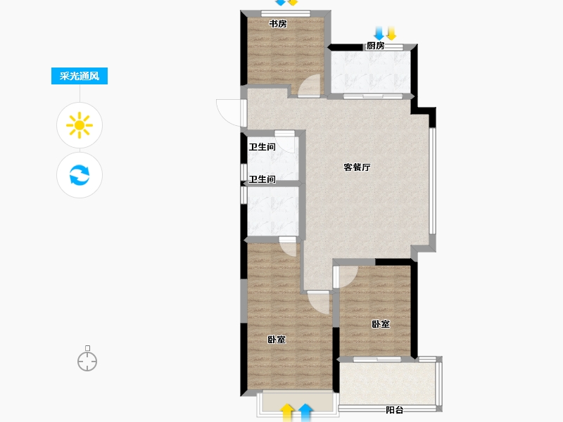 浙江省-舟山市-东投明越台-92.00-户型库-采光通风