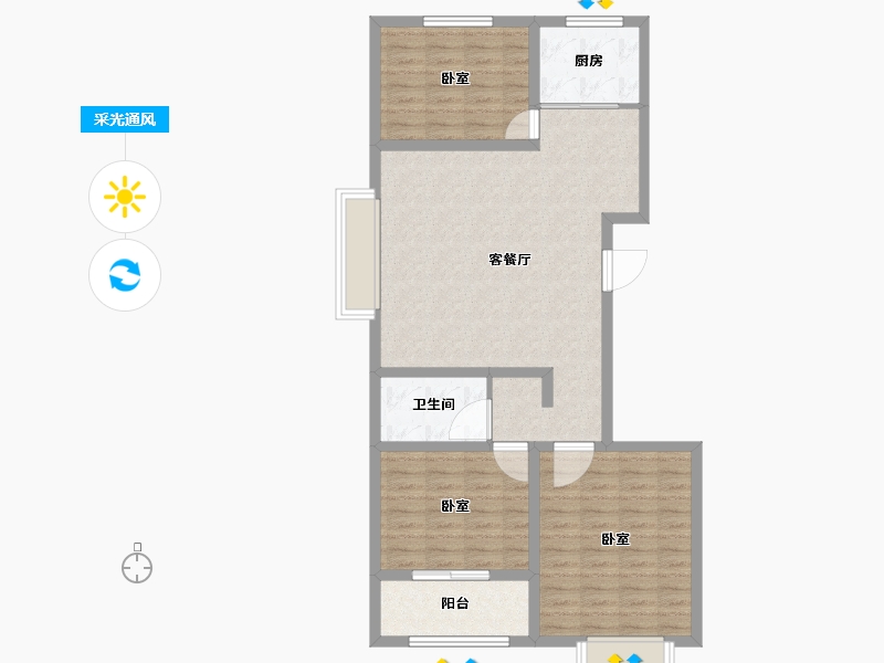 山东省-聊城市-鼎阳滨河苑-91.61-户型库-采光通风