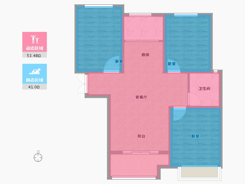 河南省-郑州市-丰乐奥体公馆-84.86-户型库-动静分区