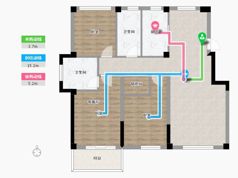 山东省-烟台市-林溪湾左岸洋房-97.40-户型库-动静线