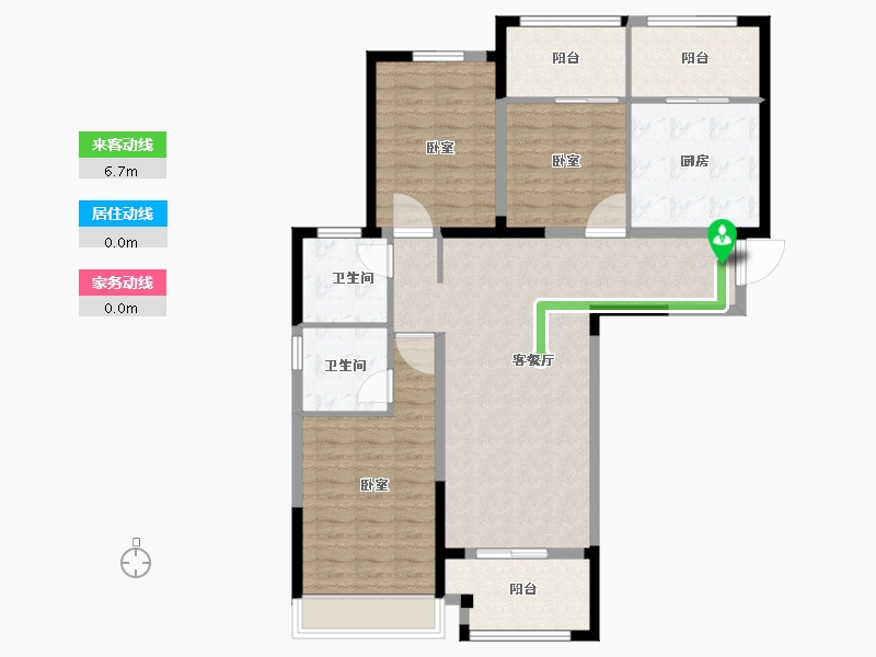 河南省-郑州市-正商林溪铭筑-111.35-户型库-动静线