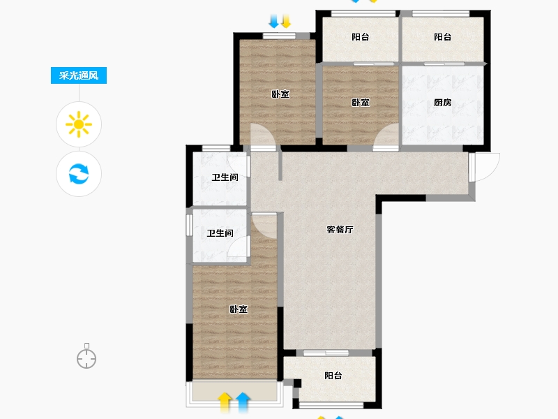 河南省-郑州市-正商林溪铭筑-111.35-户型库-采光通风