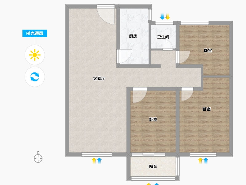 山东省-菏泽市-名仕豪庭天玺台-99.22-户型库-采光通风