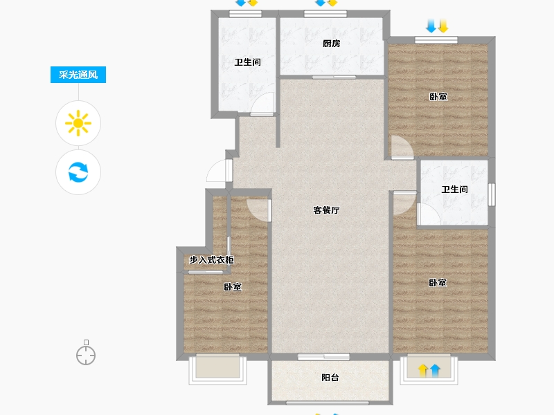 山东省-烟台市-丰金紫金山庄-111.05-户型库-采光通风