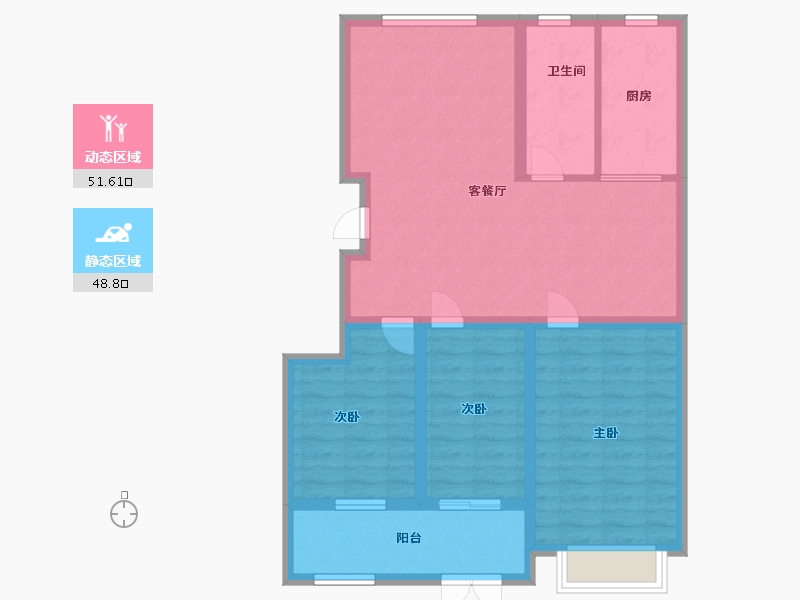 山东省-潍坊市-玉兰里-90.00-户型库-动静分区