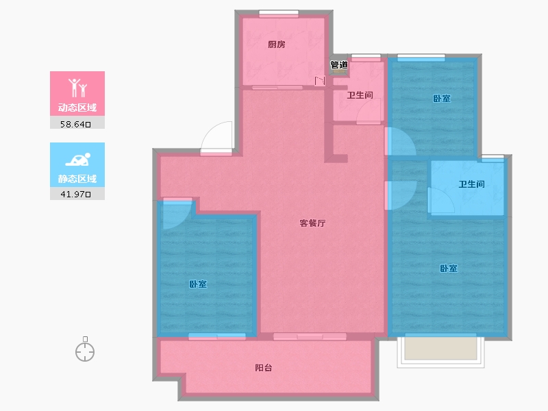 安徽省-合肥市-银城旭辉樾溪臺-90.01-户型库-动静分区