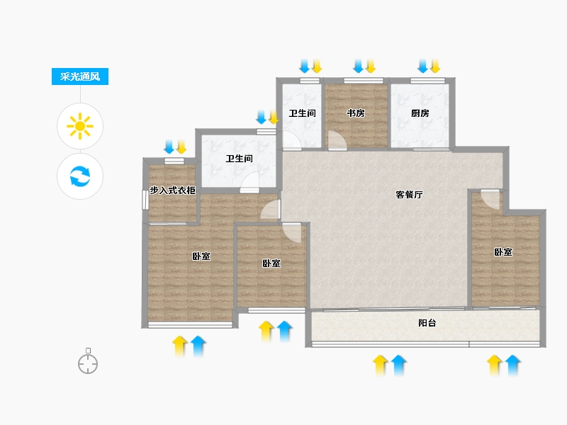 山东省-德州市-永锋绿城·百合新城诚园-129.07-户型库-采光通风