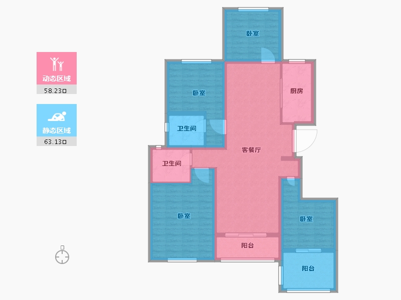 新疆维吾尔自治区-乌鲁木齐市-西府小院-108.00-户型库-动静分区