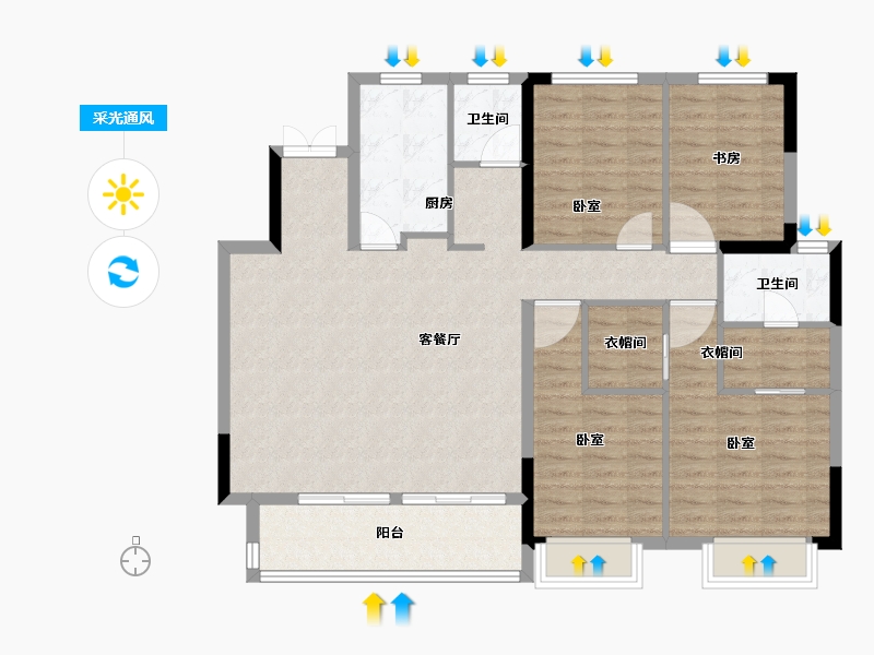 河南省-郑州市-招商轩辕华府-112.00-户型库-采光通风