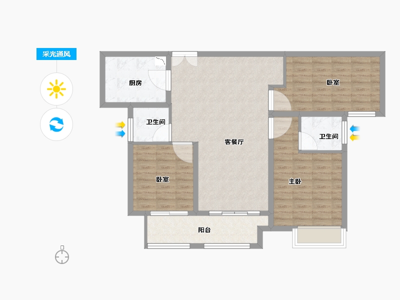 河南省-洛阳市-建业贰号城邦-94.00-户型库-采光通风