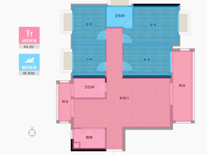 福建省-龙岩市-武平福景公园壹号-98.92-户型库-动静分区