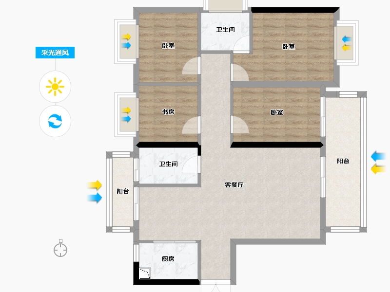 福建省-龙岩市-武平福景公园壹号-98.92-户型库-采光通风