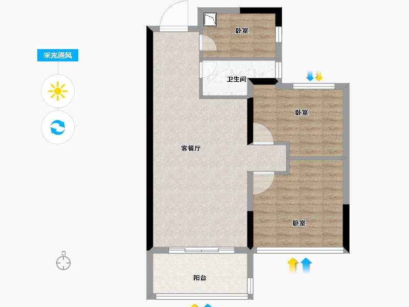 河南省-郑州市-亚星上湖嘉园-71.13-户型库-采光通风