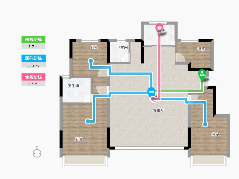 河南省-郑州市-坤达江山筑-118.00-户型库-动静线