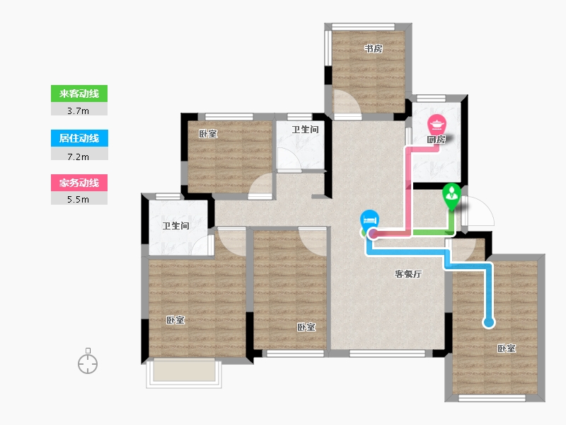 河南省-郑州市-坤达江山筑-106.00-户型库-动静线