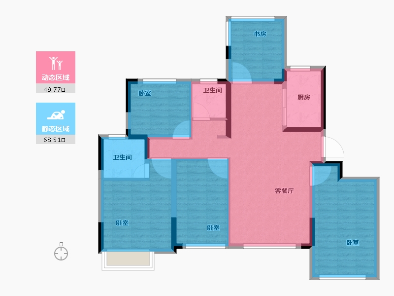 河南省-郑州市-坤达江山筑-106.00-户型库-动静分区