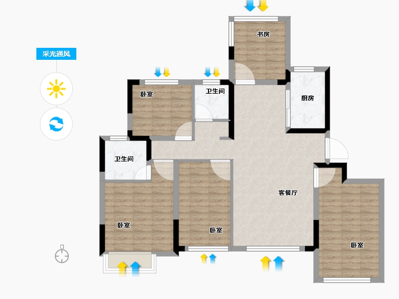 河南省-郑州市-坤达江山筑-106.00-户型库-采光通风