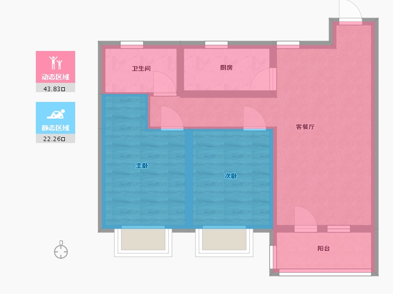 山东省-青岛市-恒源上城御府二期-57.85-户型库-动静分区