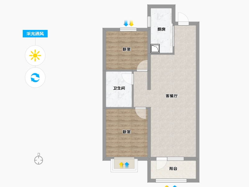 山东省-烟台市-中海锦城-66.05-户型库-采光通风