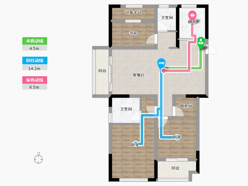 浙江省-绍兴市-绿城学府新城-91.65-户型库-动静线