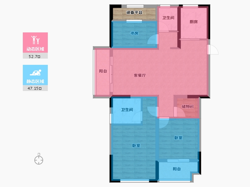 浙江省-绍兴市-绿城学府新城-91.65-户型库-动静分区