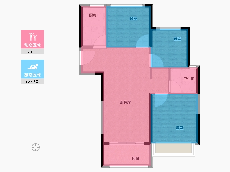 河南省-郑州市-坤达江山筑-70.00-户型库-动静分区