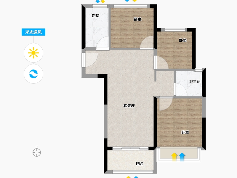 河南省-郑州市-坤达江山筑-70.00-户型库-采光通风