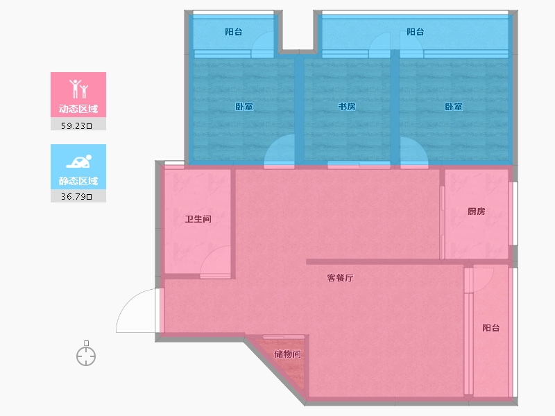 新疆维吾尔自治区-乌鲁木齐市-华创御园-85.13-户型库-动静分区