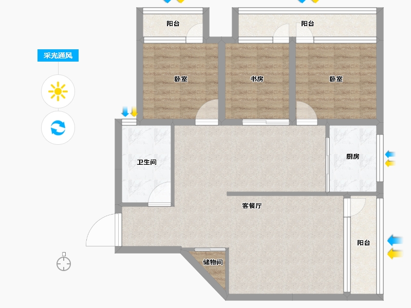 新疆维吾尔自治区-乌鲁木齐市-华创御园-85.13-户型库-采光通风