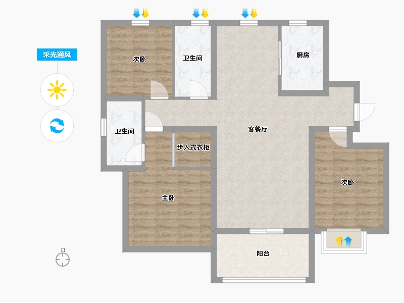 山东省-青岛市-海信君和-96.00-户型库-采光通风