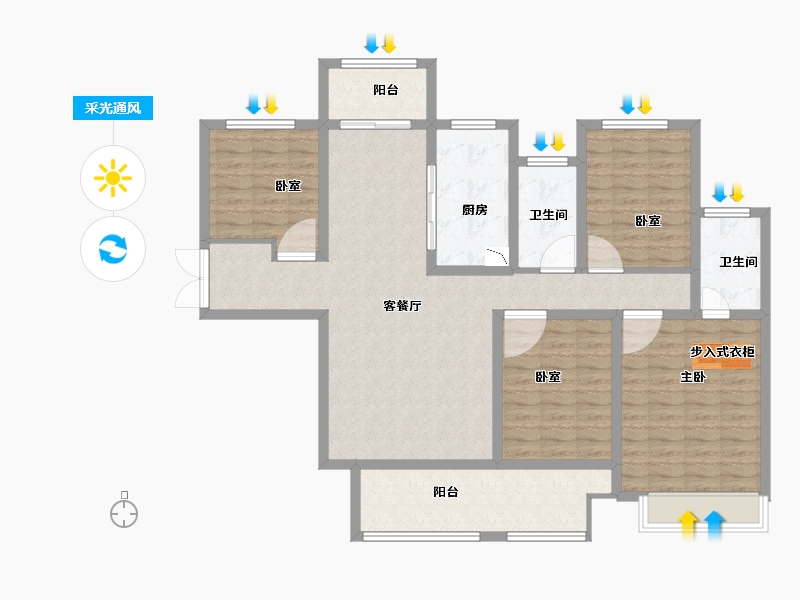 河南省-洛阳市-建业贰号城邦-122.00-户型库-采光通风