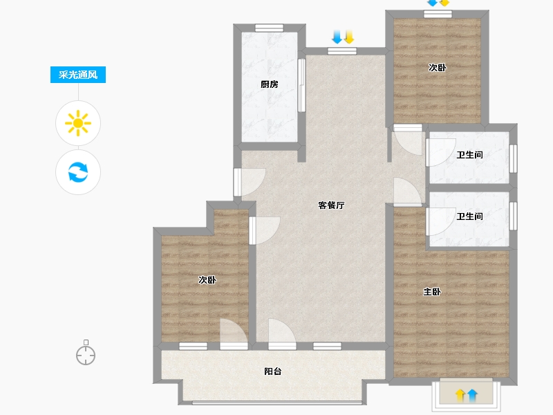 山东省-青岛市-海尔产城创白云山花园-102.01-户型库-采光通风