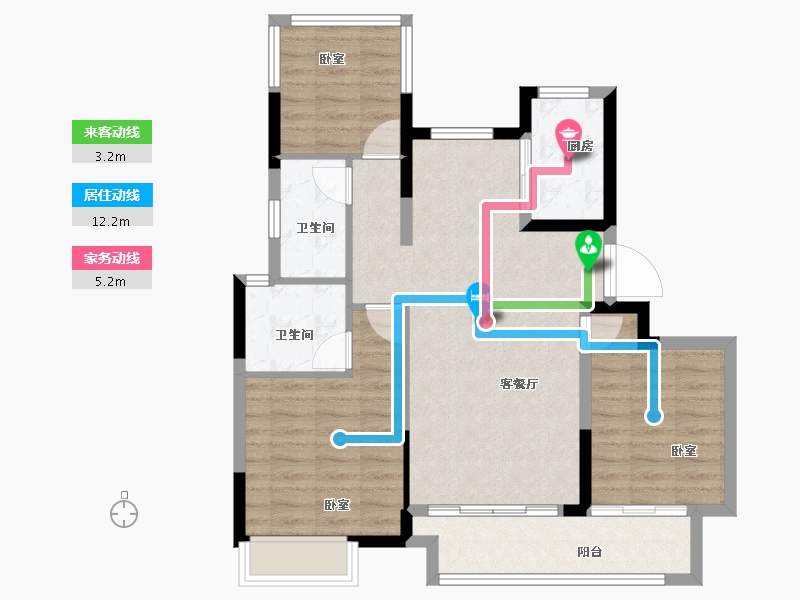 河南省-郑州市-坤达江山筑-82.00-户型库-动静线