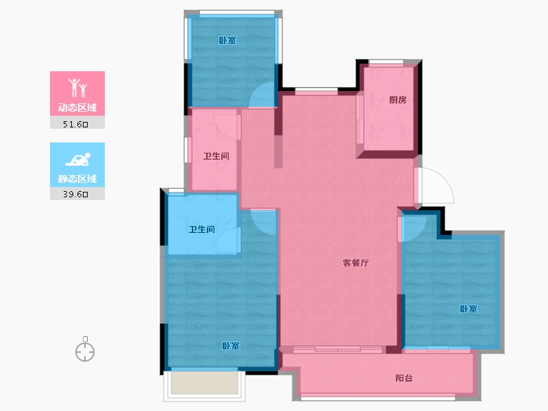 河南省-郑州市-坤达江山筑-82.00-户型库-动静分区