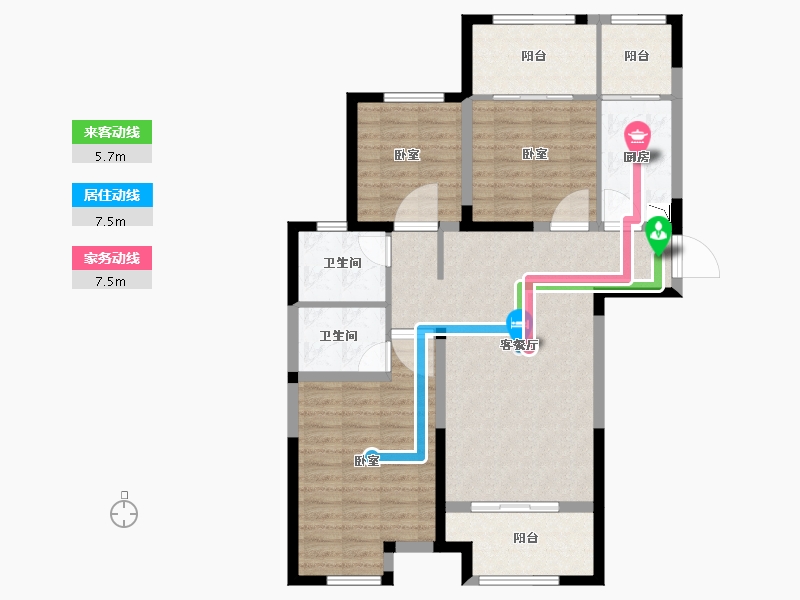 河南省-郑州市-正商林溪铭筑-97.66-户型库-动静线