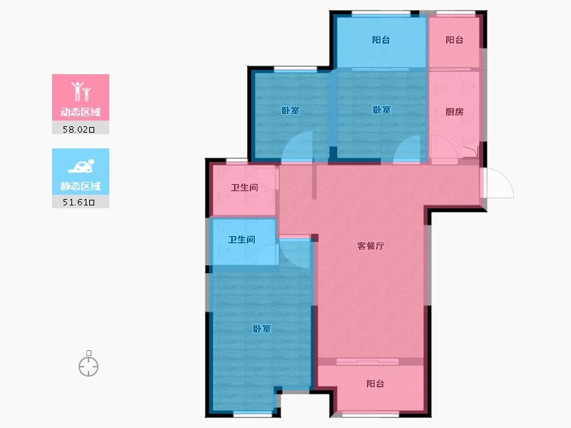 河南省-郑州市-正商林溪铭筑-97.66-户型库-动静分区