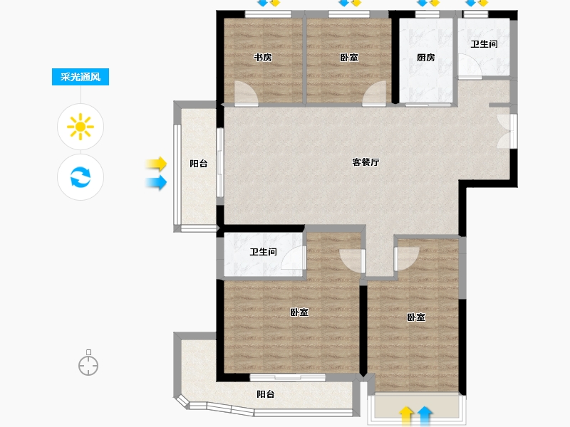 河南省-郑州市-星联·岚溪府-108.95-户型库-采光通风