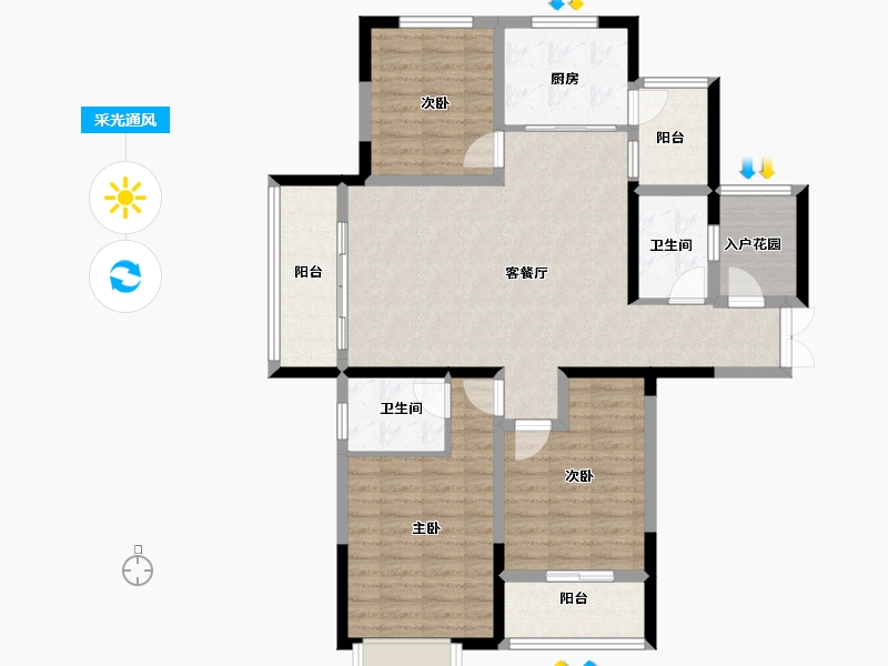 山东省-济南市-汇阳幸福城-106.26-户型库-采光通风