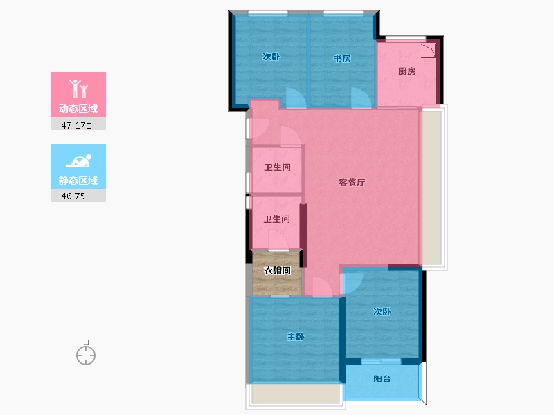 浙江省-杭州市-荣安春月杭宁府-87.32-户型库-动静分区