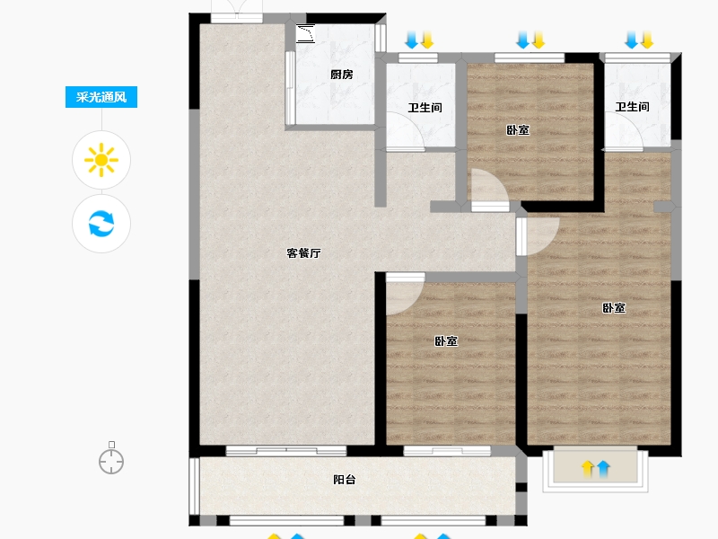 河南省-安阳市-中圣龙栖湾-106.00-户型库-采光通风