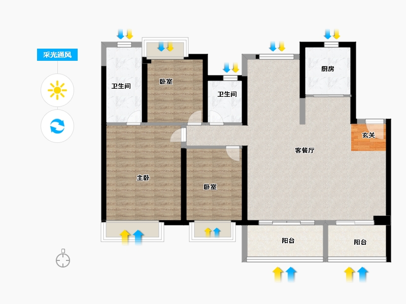 福建省-漳州市-融信壹号府-113.39-户型库-采光通风