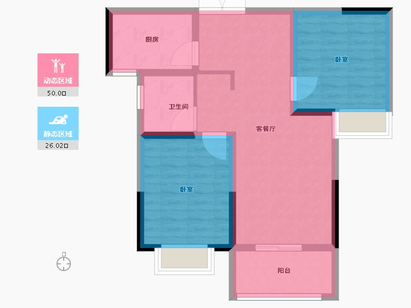 河南省-郑州市-鼎盛阳光城-67.60-户型库-动静分区