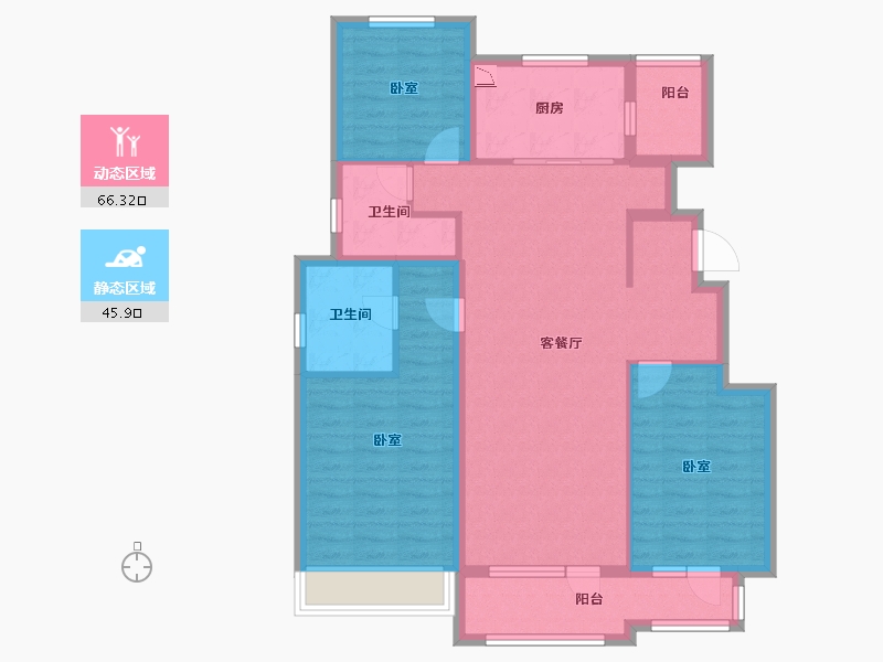 山东省-烟台市-中北金岭世嘉三期-100.00-户型库-动静分区