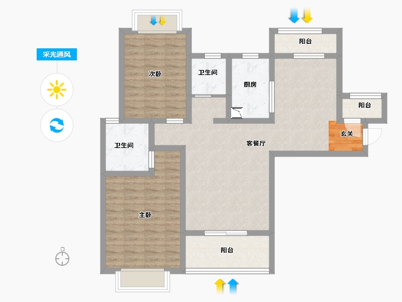 江西省-宜春市-上高印象-88.32-户型库-采光通风