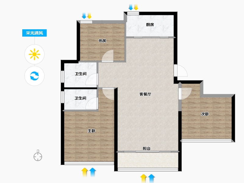 山东省-威海市-天恒龙泽府-107.00-户型库-采光通风