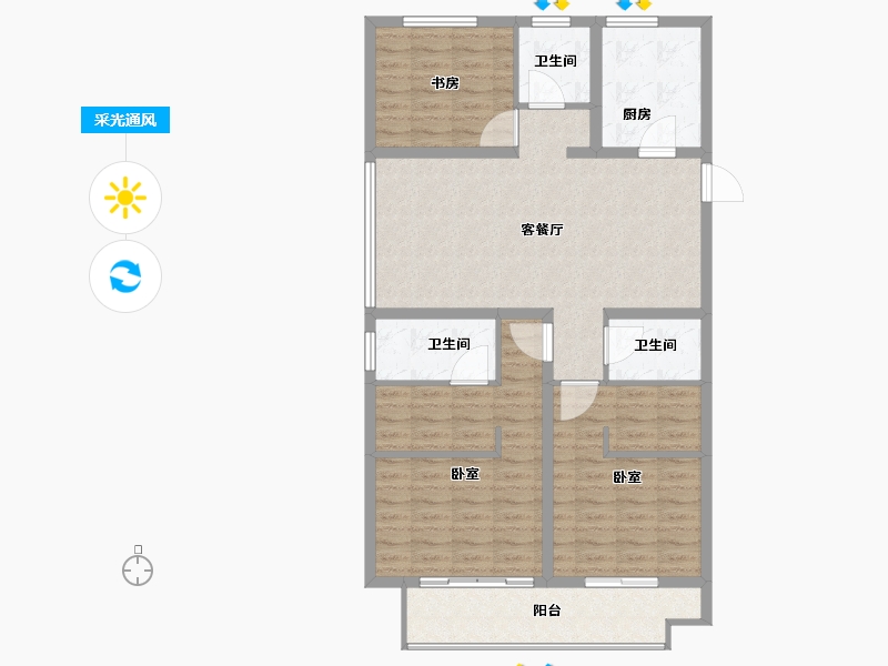 山东省-烟台市-恒达祥合院-103.01-户型库-采光通风